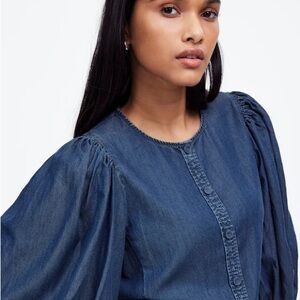 Madewell Denim Puff-Sleeve Button-Up Top